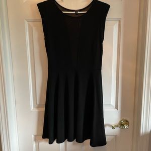 Bebe Black Cotton and Mesh Dress